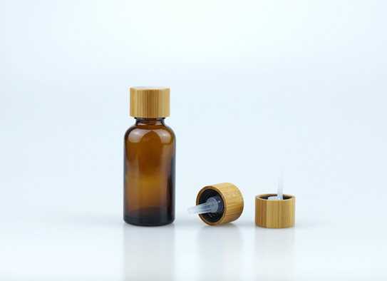 Amber Glass Bottle com Bamboo real 18-415 Screw Cap Inner Plug
